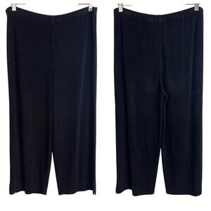 Chicos Travelers Womens L/12 Black Wrinkle Free Wide Leg Crop Capri Travel Pant